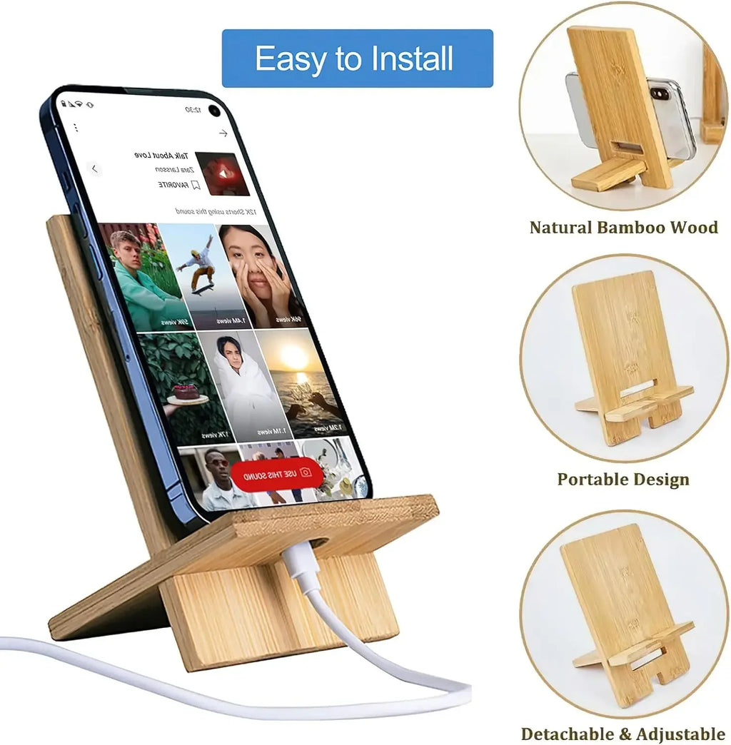Solid Wood Mobile Phone Charging Stand Multi-functional Tablet Sewing Zpaxo