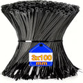 500PCS Self-Locking Plastic Nylon Wire Cable Zip Ties Black Cable Ties Fasten Loop Cable Heavy Duty Zip Ties Ideal for Home Zpaxo Black-3x100mm 200pcs
