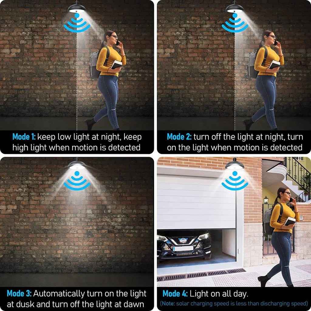 Double Head Outdoor Solar Pendant Light Motion Sensor Waterproof LED Zpaxo