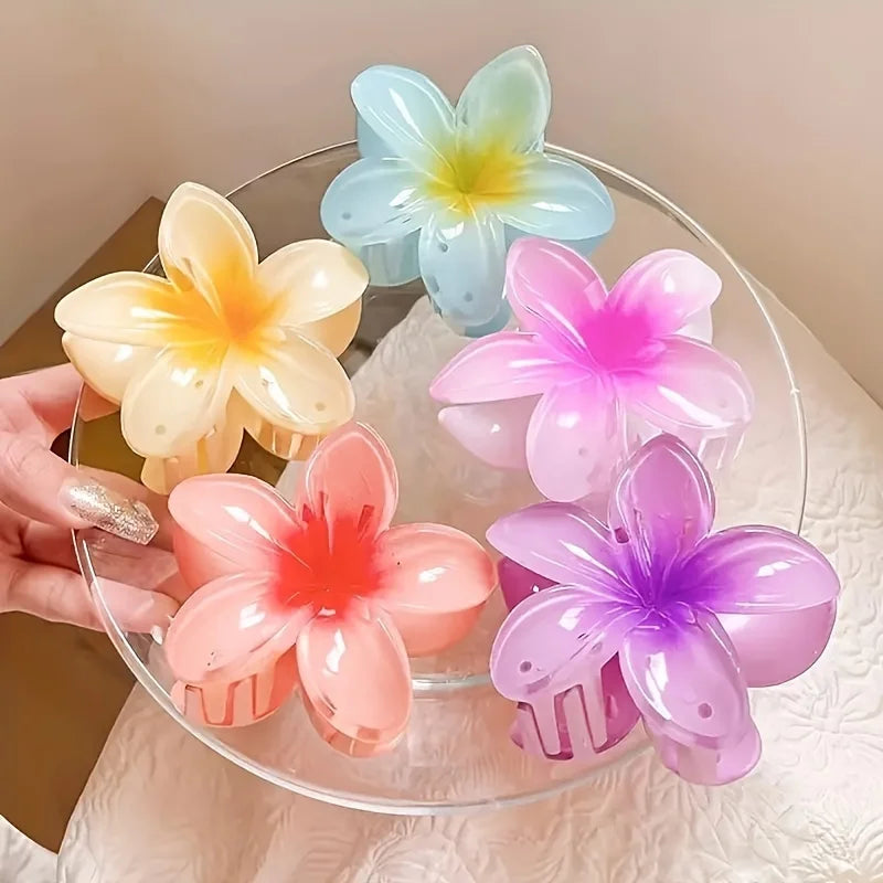 6pcs B Hair Claws - 6pcs Set, Large Mixed Color Flower Hair Clips, Plastic Shark Clips for Updos, Hair Accessories for Women Zpaxo