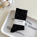 Comfortable Curled-edge Polka Dot Socks Thin Breathable Mid-Tube Socks Sweat Absorbent Women's Socks Summer Zpaxo Black One Size