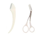 with Comb Eyebrow Trimmer Stainless Steel Multifounction Eyebrow Trimming Scissors Ultra-Smooth Brow Trimmer Makeup Tool Zpaxo White