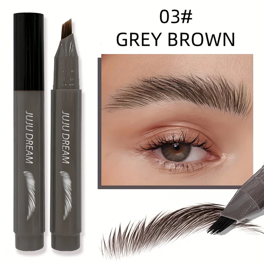 4 Tip Fork Eyebrow Pencil Waterproof Sweatproof, Natural Hair Stroke Brow Pen for Precise Eyebrow Makeup, long-lasting color Zpaxo 03