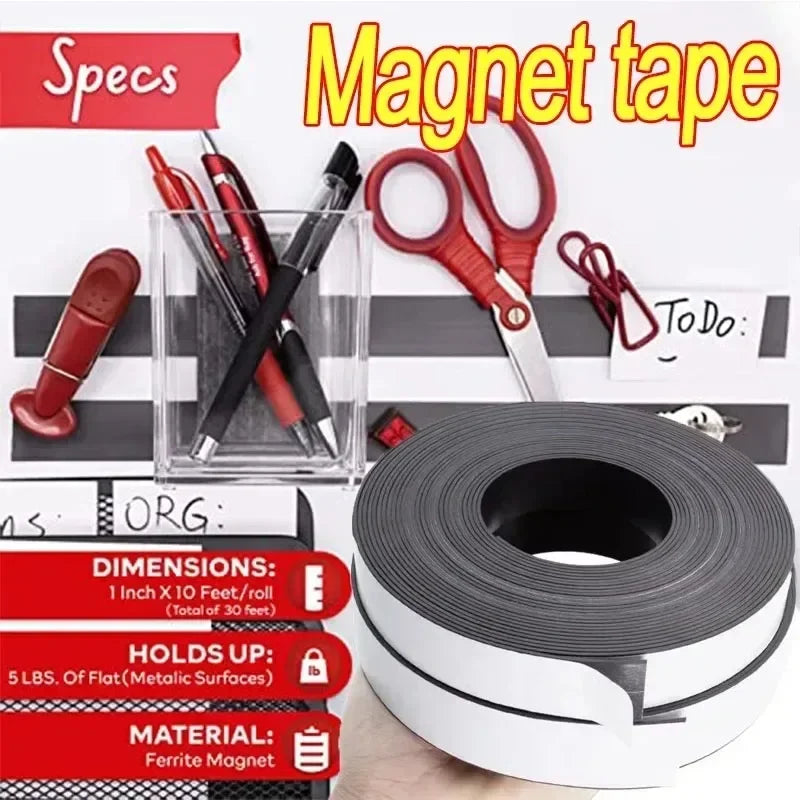 Self-adhesive Magnets Tape Multifunctional Magnetic Tape Rubber Magnetic Strip Fixing Tape Remote Control StorageStickers Zpaxo