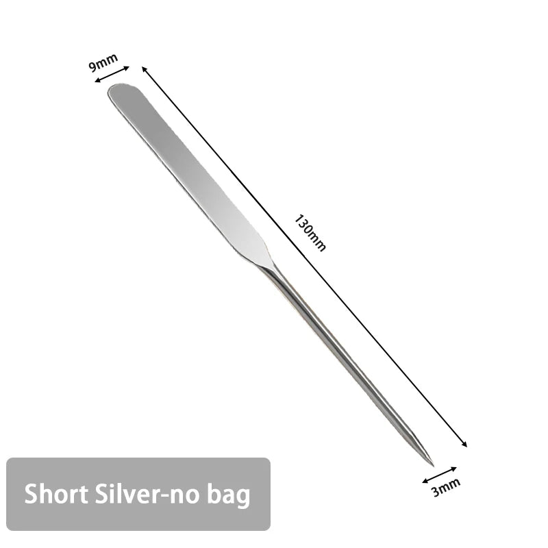 Stainless Steel Makeup Foundation Spatula Mixing Stick Powder Base Zpaxo Short Silver