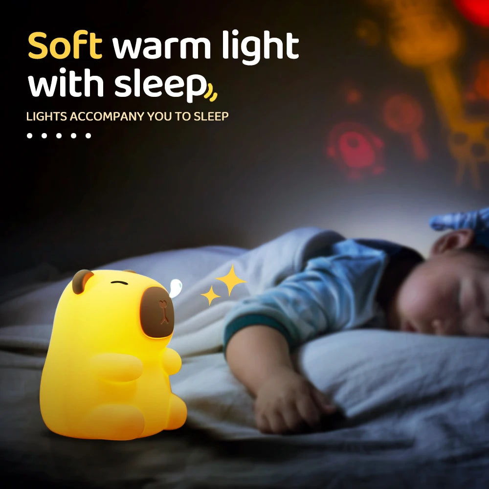 Capybara Cute Night Light Silicone Lamp 7 Colors Dimming Nursery Bedroom light for Kids USB Rechargeable Touch Lamp Decor Gift Zpaxo