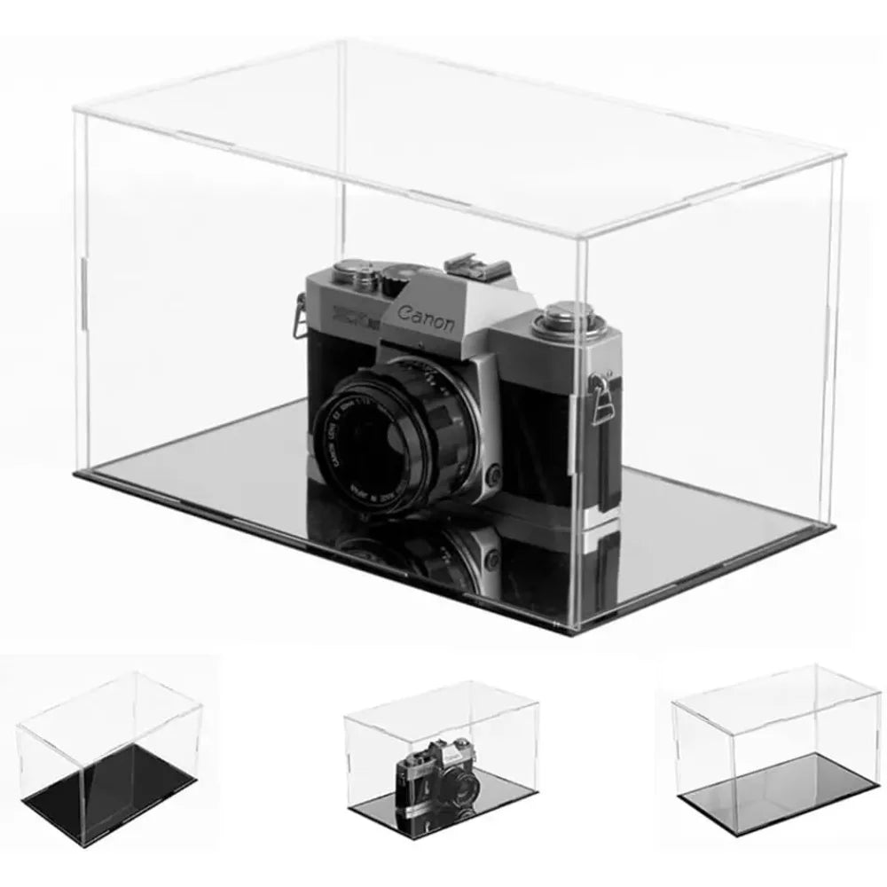 Clear Acrylic Cube Display Case with Black Base | Dustproof