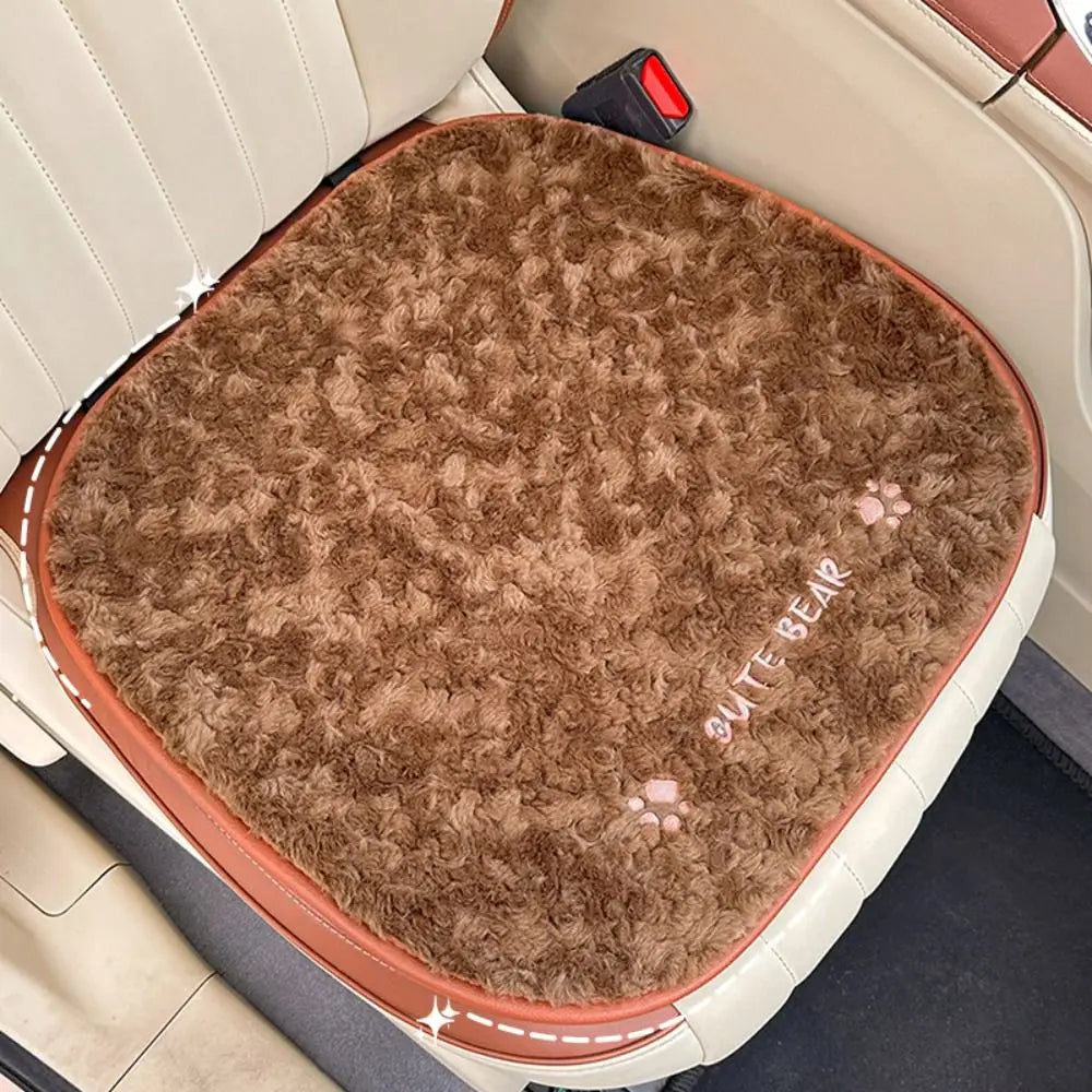 Soft Warm Bear Car Cushion Furry Non Slip Seat Universal Pillow Zpaxo