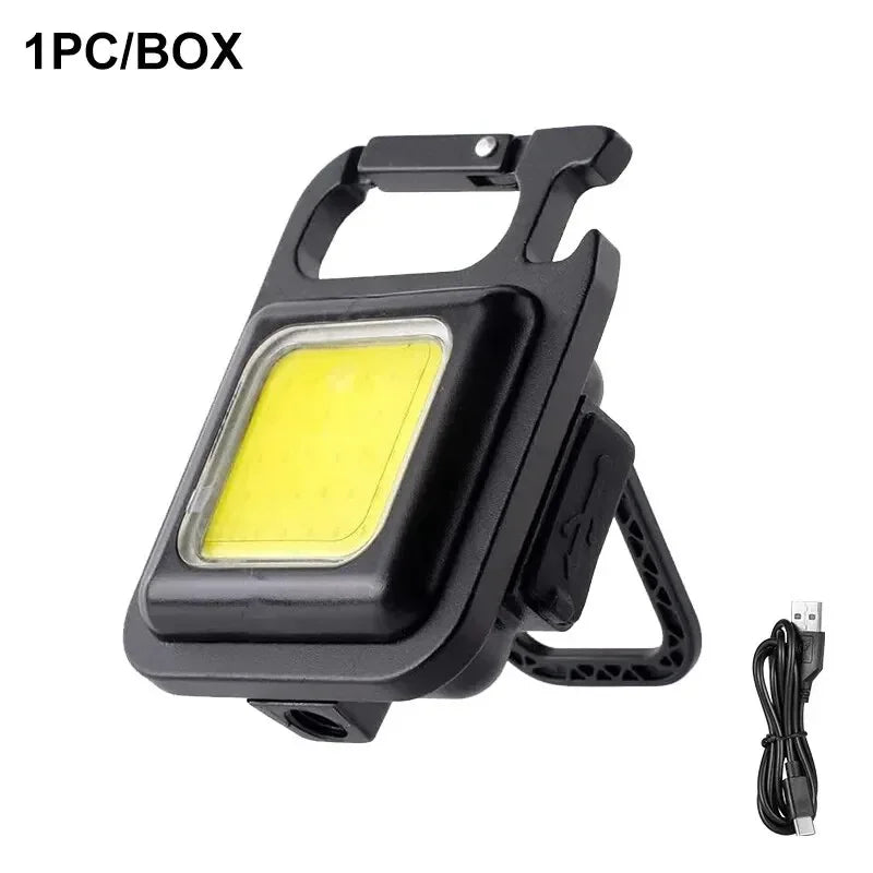 1500LM COB LED Keychain Flashlight – USB Rechargeable & Waterproof
