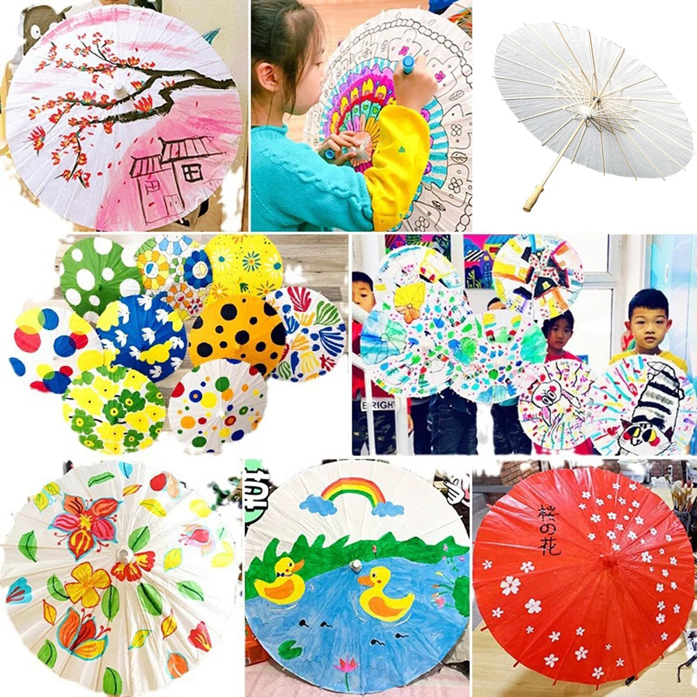 1-20PCS 60cm White Paper Parasol Umbrellas DIY Photo Cosplay Prop Bamboo Umbrella For Wedding Party Summer Beach Decor Zpaxo