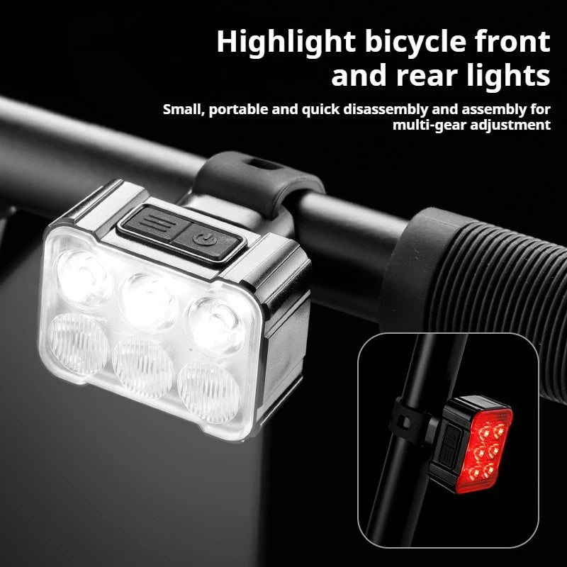 Bicycle Rear Lamp Night Ride Lamp Charging Strong Front Light Bicycle Headlight Taillight Mountain Bike Riding Bike Accessories Zpaxo