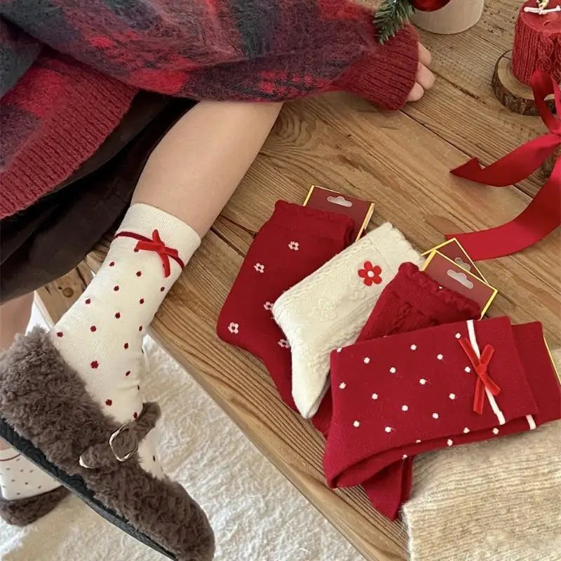 5 Pairs Christmas Socks Women Cute Santa Claus Autumn Winter Elk Zpaxo