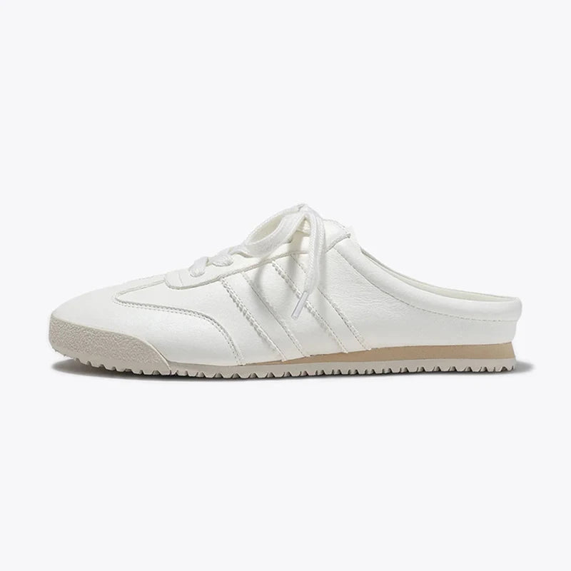 Inner Height 5cm Fashion Outerwear Toe Covered Half Slippers Tide 1 Step-on Small White Shoes Without Heel Sneaker Zpaxo