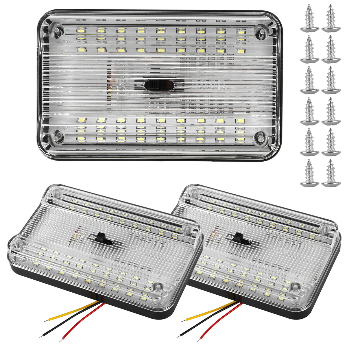 36 LED Car White Rectangular Lights 12V Vehicle Ceiling LED Lighting Lamp Auto Dome Reading Light with On/Off Switch Trunk Lamp Zpaxo 3pcs One pretend