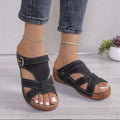 Women Slippers Large Size Roman Style Sandals Summer New Soft Bottom Thick Heel Slippers Casual Slip-On Shoes Slides Women Zpaxo black 36