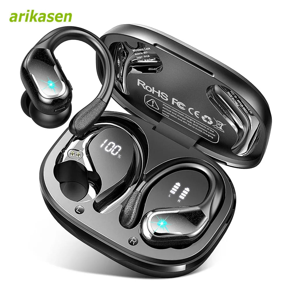 75Hrs Bluetooth 5 3 Earphones IP7 Waterproof Wireless Headphones ENC Zpaxo black
