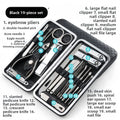 Stainless steel nail clipper set of 19 pieces, diagonal nail clippers, pedicures, ear picks, spoons, nail art set Zpaxo black 19 pcs