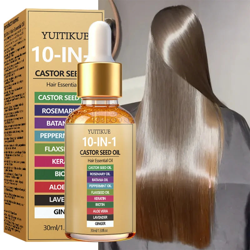 YUITIKUE Castor Oil Hair Serum – 10 Natural Oils Blend, 30ml Hair Oil Serum Zpaxo