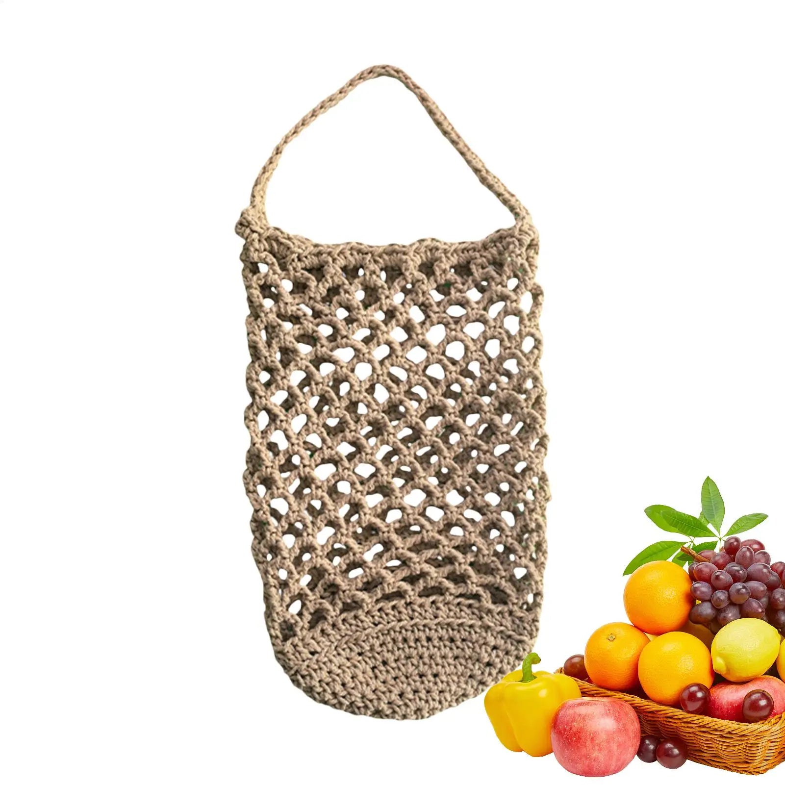 Wicker Weave Storage Basket Wall-mounted Vegetable Basket Fruit Sundry Basket Kitchen Storage Home Decoration Organizer Zpaxo