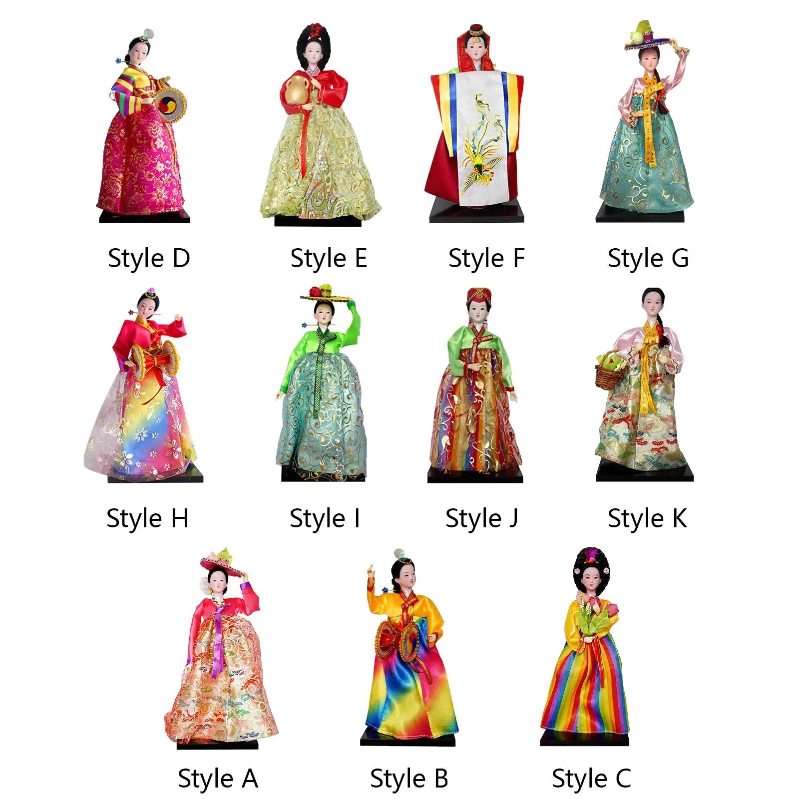 Korean Hanbok Doll Figurine – 12" Resin Collectible Statue Decorative Figurine Zpaxo