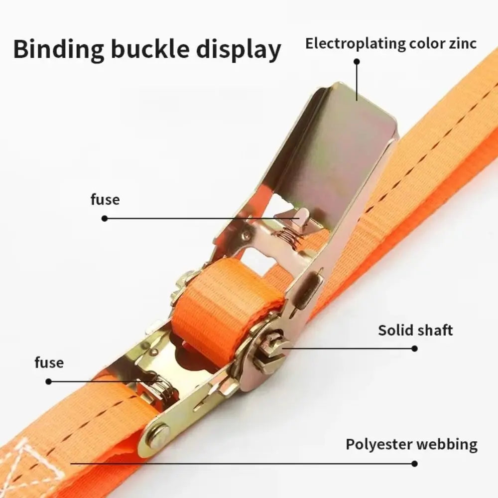 Black Ratchet Tie Down Straps Rust Proof Durable Heavy-Duty Cargo Straps 25mm Width Polyester Material Ratchet Tightener Straps Zpaxo