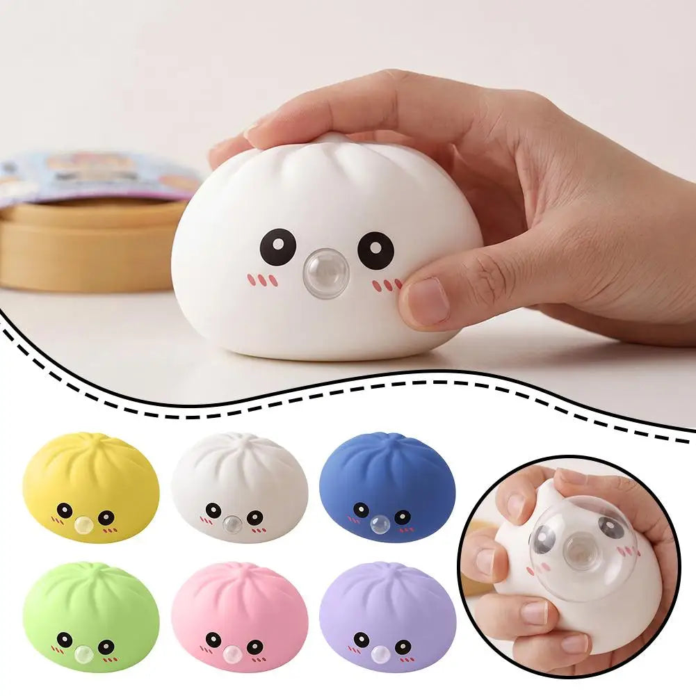 Dumpling Squishies Blow Bubbles Toy Dumpling Squishies Set with Steamer New Bubble-Blowing Squishies, Stretchy Fidget Sensory Zpaxo