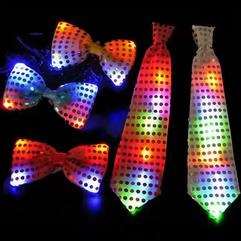 LED Light Up Sequin Necktie Mens Bow Ties Tie Club Party Women