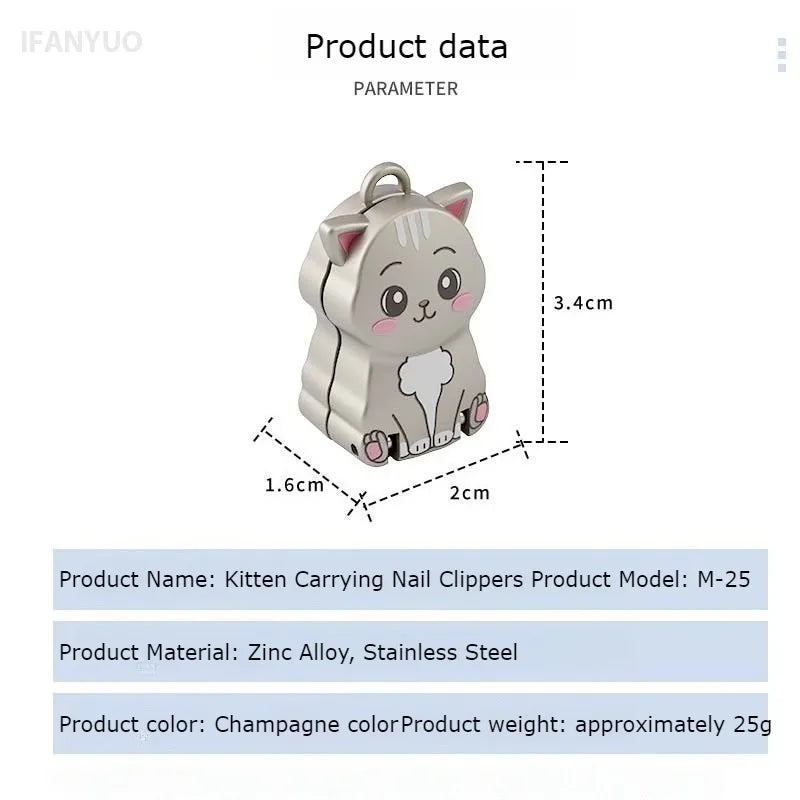 Stainless Steel Nail Clippers Exquisite Cute Kitten Shape Keychain