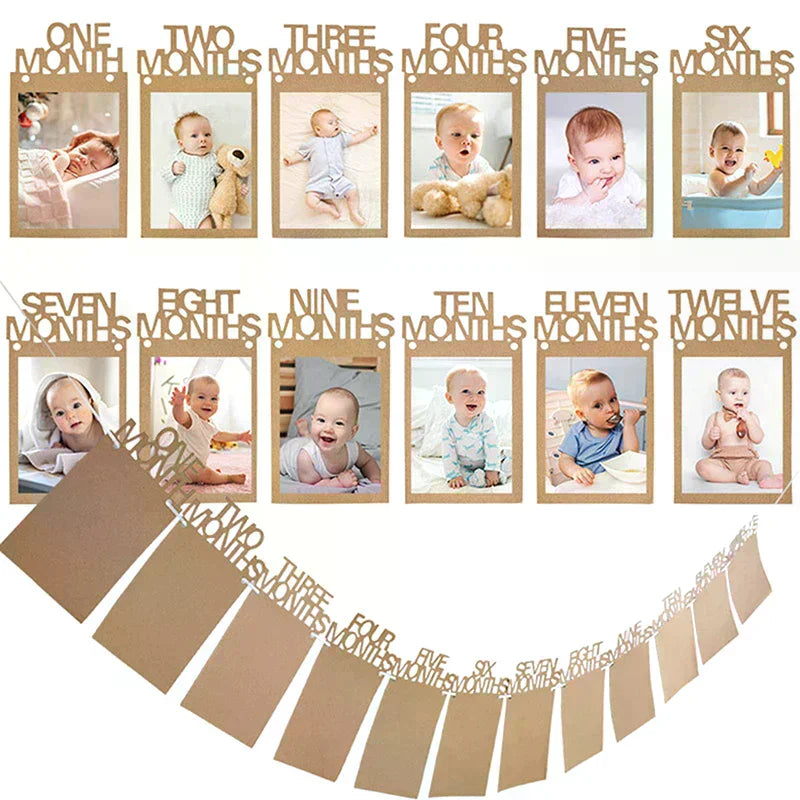 Banner Baby One Year Birthday Picture Photo Born 12 Months Frame Clip Zpaxo Default Title