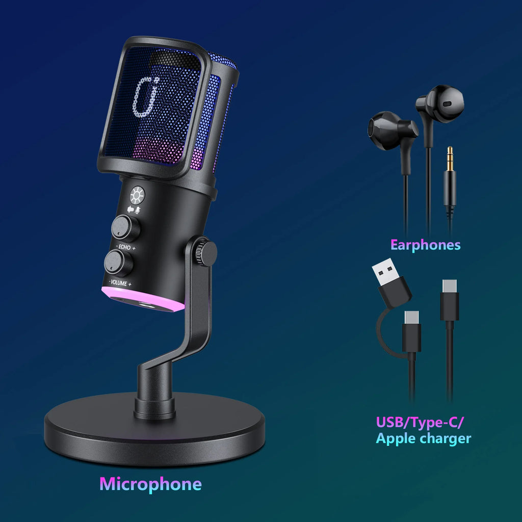 USB XLR Dynamic Microphone Podcast Recording Computer Gaming