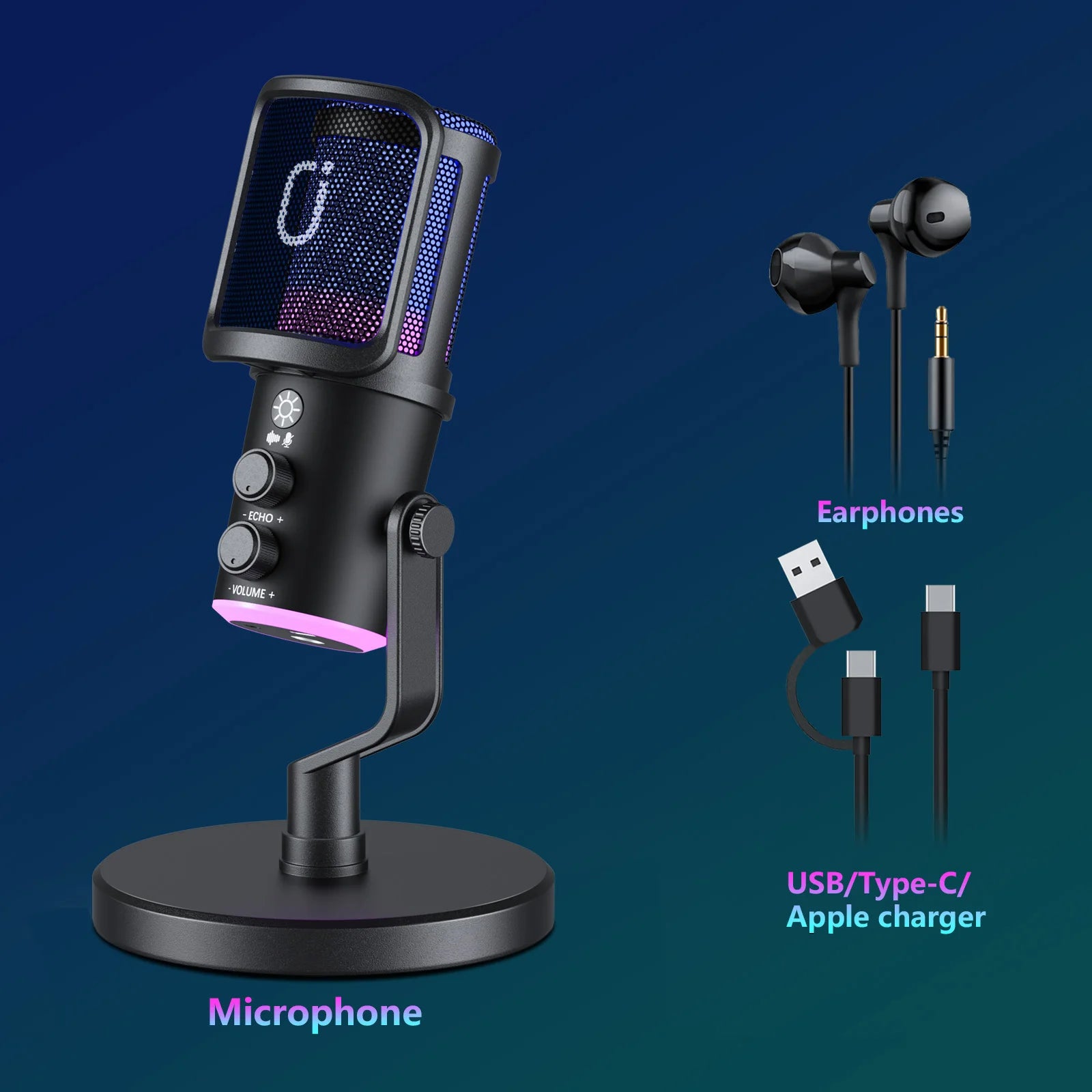 USB XLR Dynamic Microphone Podcast Recording Computer Gaming