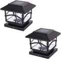 Solar Post Cap Lights Outdoor Panel Lamp Fence Deck Garden Patio Zpaxo 2PCS-Black Warm Lighting