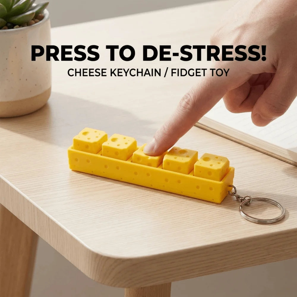 Lovely Cheese Shape Clicker Fidget Keychain Tactile Keyboard Press Zpaxo