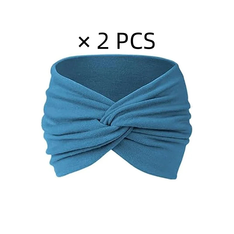 Sports headband for ladies, wide yoga elastic headband, running hair band, sports hair accessory, headwear Zpaxo blue