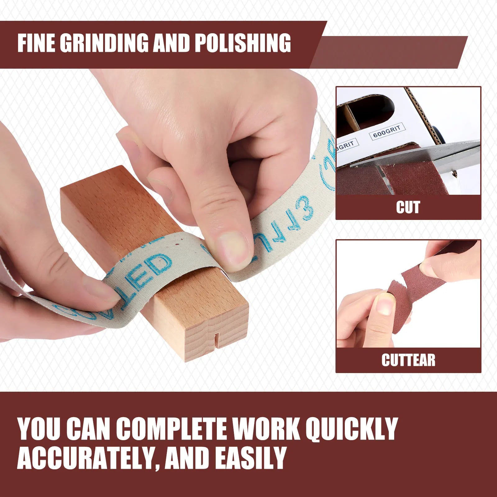 5/6 Roll Grits Sandpaper 6M Dry Grinding Emery Sanding Belt 20ft Abrasive Paper Pack with Dispenser Cloth for Metal Polishing Zpaxo