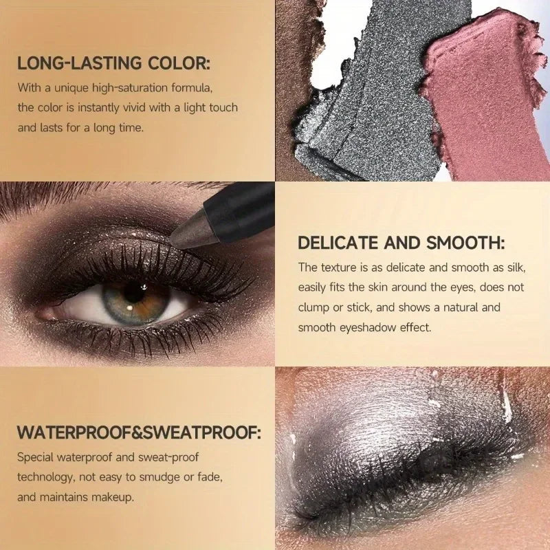 Metallic Eyeshadow Stick Double EndedShimmer Highlighter Pigment Pearlescent Silkworm Eyeshadow Pen Makeup Zpaxo