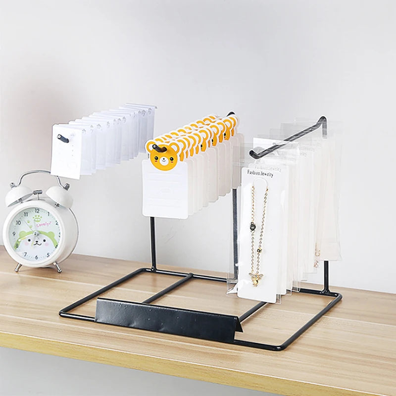 Desktop Iron Bracket Jewelry Showcase Rack Earring Necklace Hair Zpaxo