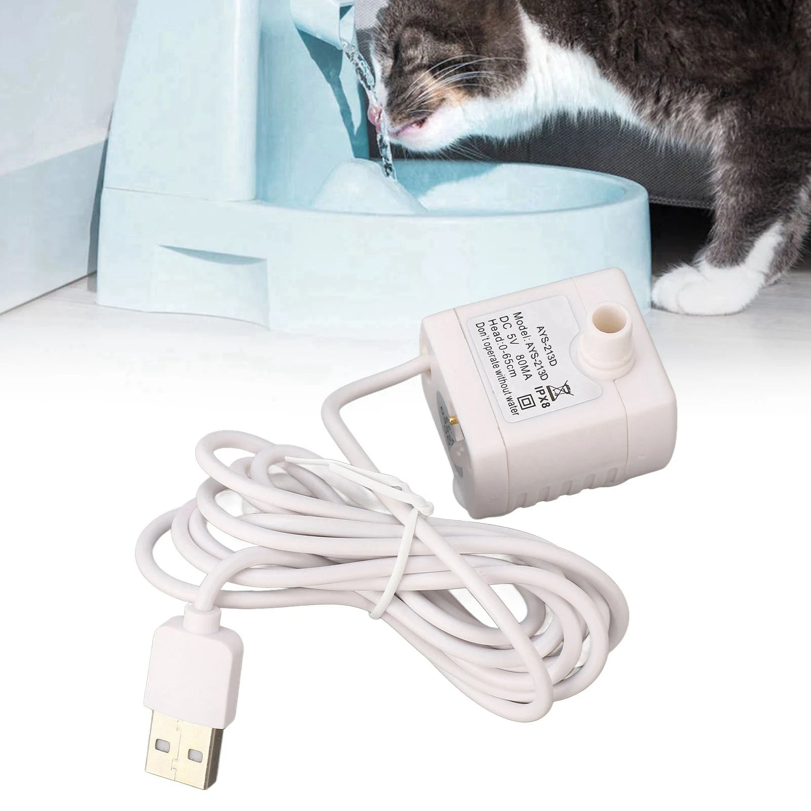 Cat Fountain Quiet Pet Water Pump Brushless Motor Adjustable USB