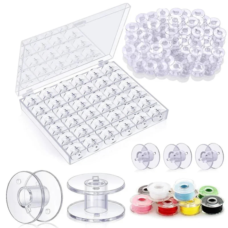 25Pcs Clear Sewing Machine Bobbins Spools Empty Bobbins Spools Plastic Storage Box For Household DIY Sewing Accessories Tools Zpaxo