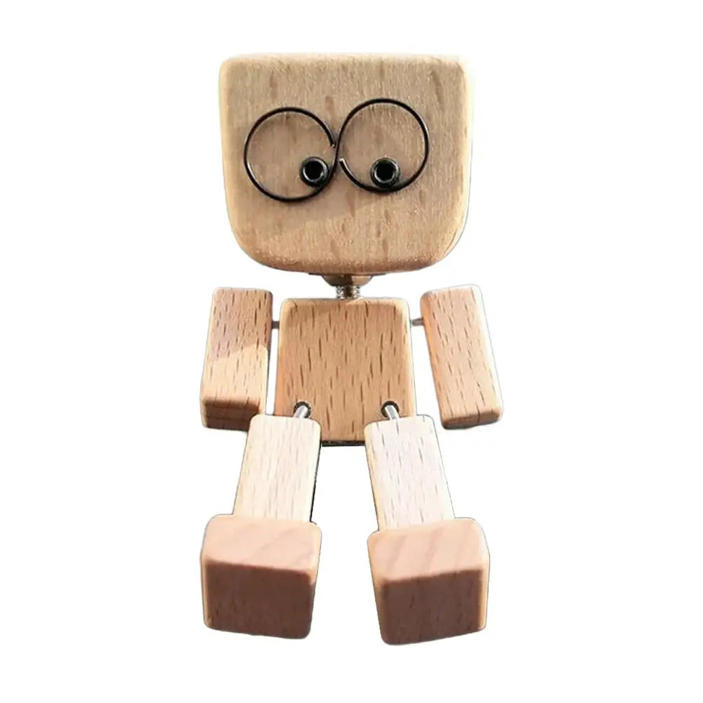 Leg-Shaking Wooden Man Car Dashboard Figurine | Magnetic Decor Car Dashboard Ornament Zpaxo A