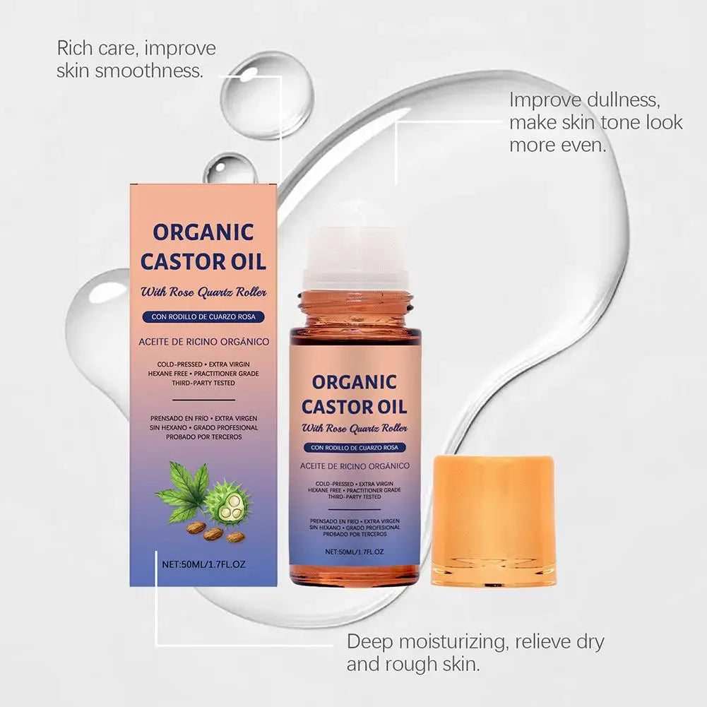 Castor Oil Roll-On Moisturizing Brightening Skin Care Essence Skin Care Oil Roller Zpaxo