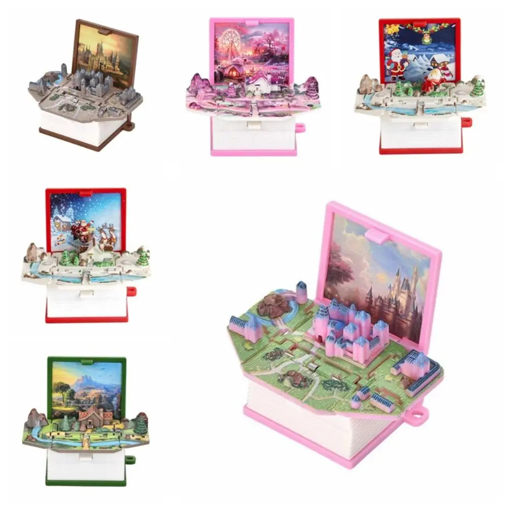 Creative 3D 3D Mini Fold Book Keychains Plastic Christmas Santa Fold Book Educational Science Cognitive Tools Zpaxo