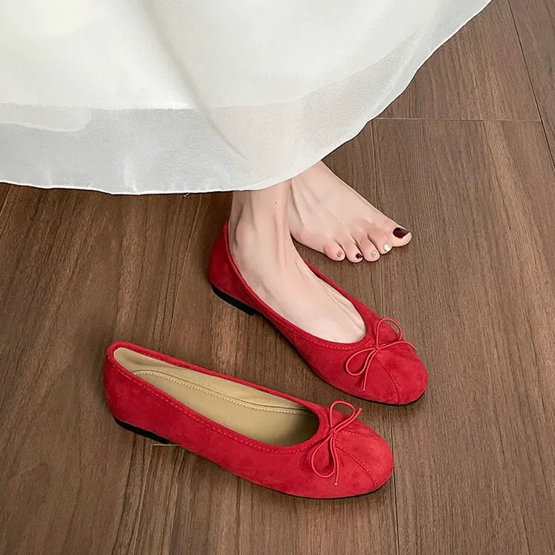 Flat Shoes for Women Spring and Autumn 2025 New Round Toe Ballet Shoes for Women Bow Shallow Mouth Plus Size Women's Shoes Zpaxo