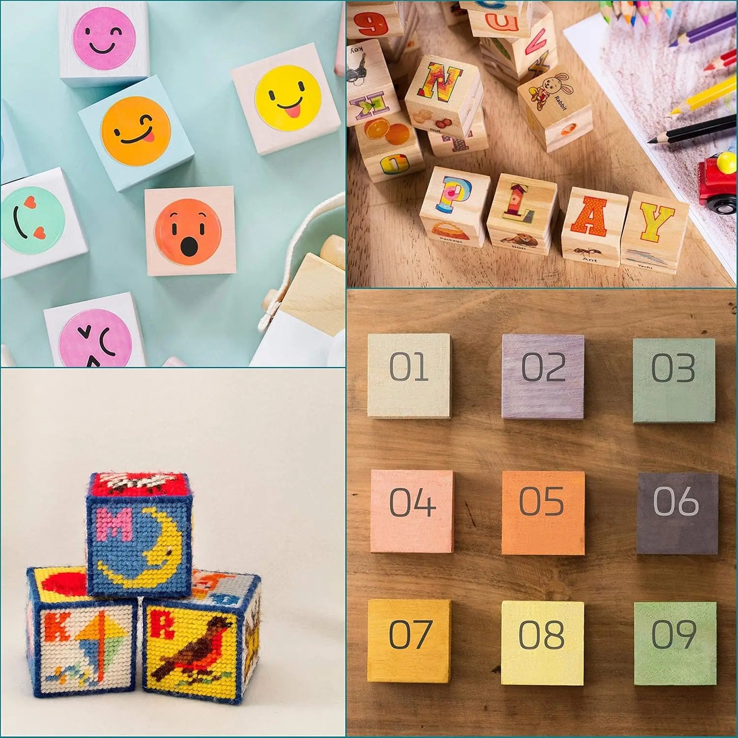 4-Pack 4CM Wood Cube Blocks – DIY Craft, Painting & Models Wood Craft Blocks Zpaxo