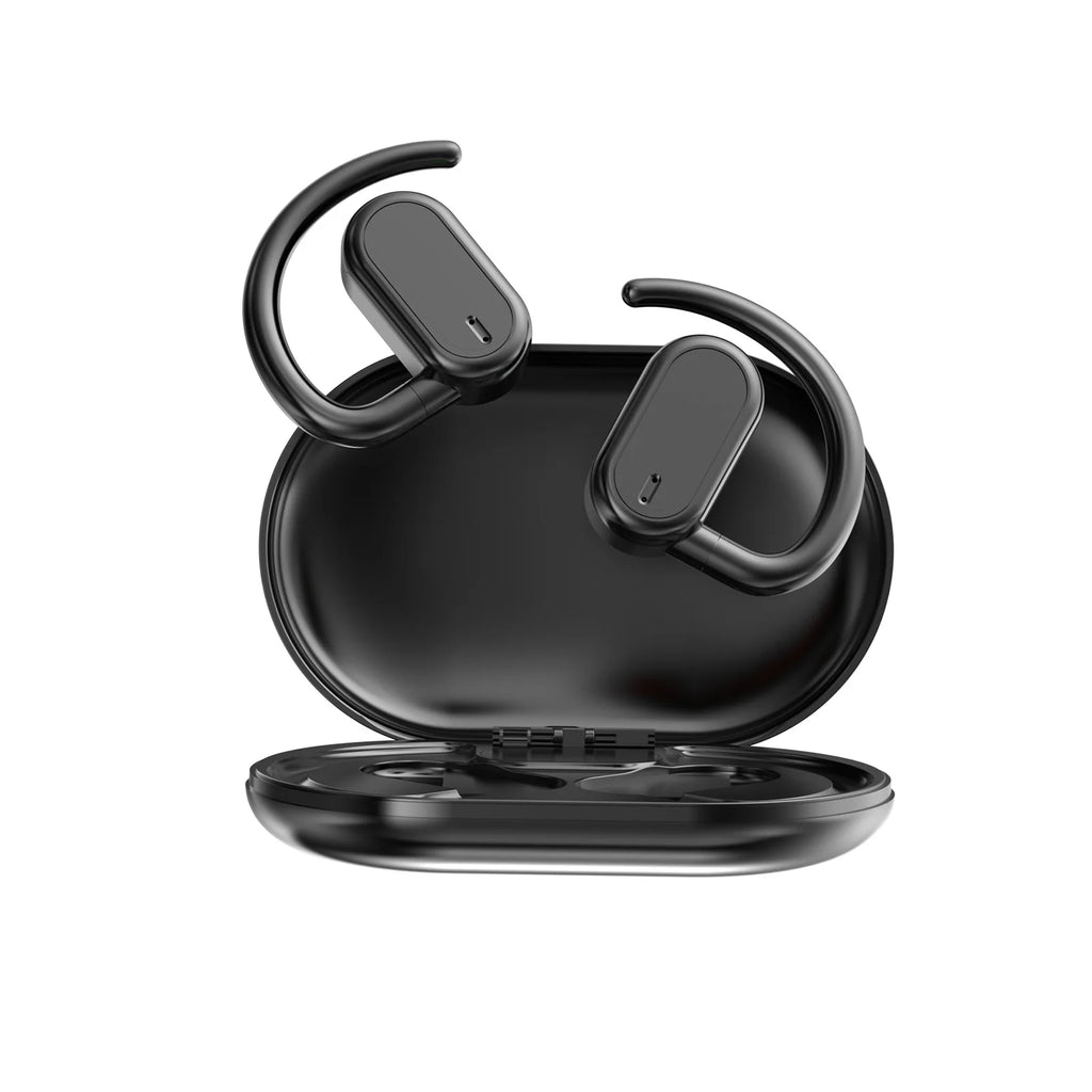 Wireless BT 5.4 Earphones Music Headphones Painless Earhook Earbuds Sweatproof Sports Headset Touch Control with Dual Microphone Zpaxo Black