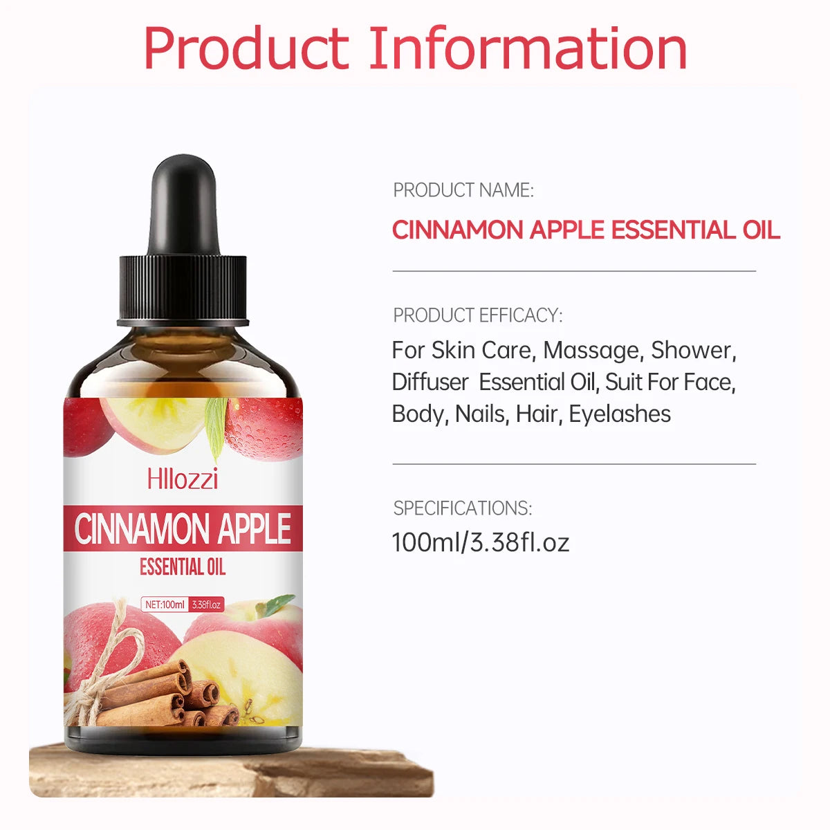 CINNAMON APPLE ESSENTIAL OIL high-quality moisturizing nourishing massage oil with refreshing scent, suitable for all skin types Zpaxo