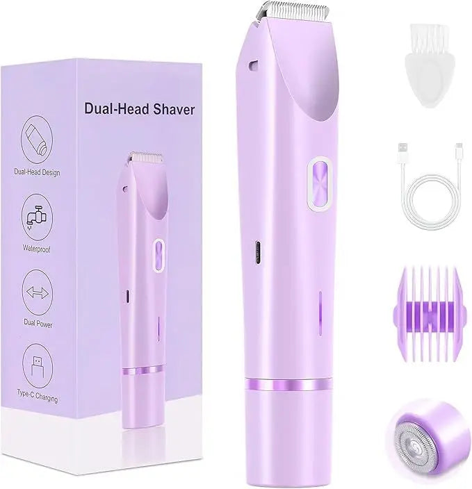 Electric Shaver Woman Double Head Dual Purpose Female Razor Body Zpaxo purple