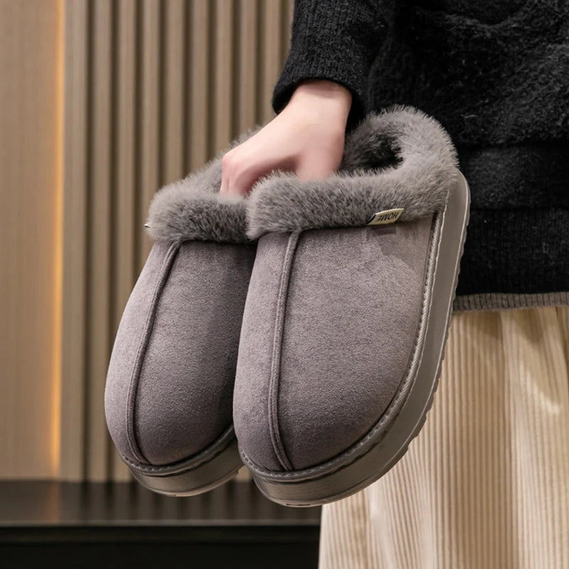 Women's Winter Slippers Arch Support Plush Indoor House Shoes Zpaxo GRAY 44-45