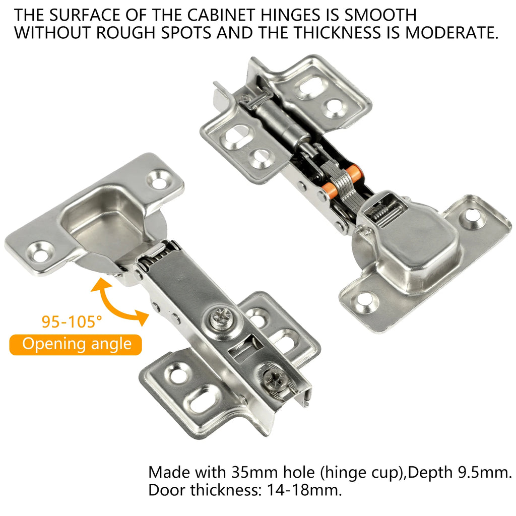 10/20Pcs Door Hinge Stainless Steel Cabinet Door Hinges Hydraulic Damper Buffer Soft Close Quiet Wardrobe Door Concealed Hinges Zpaxo