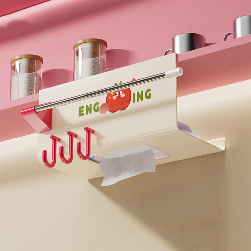 Wall Mounted Tissue Box Holder Paper Rack Hook No Drill Toilet Napkin